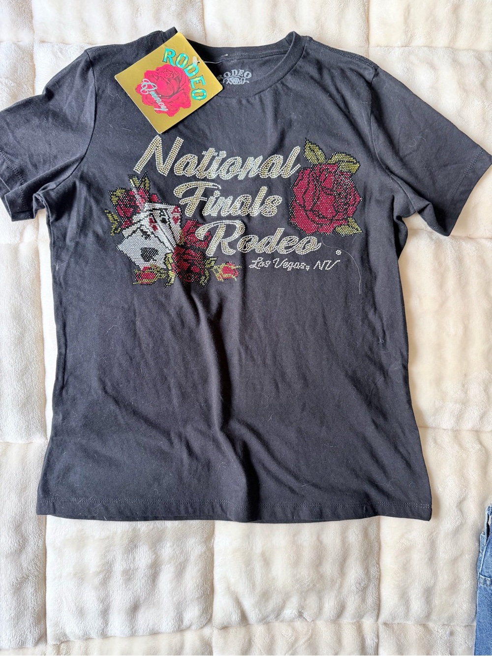 Rodeo National Finals Tee - Black with Red Rose Graphic